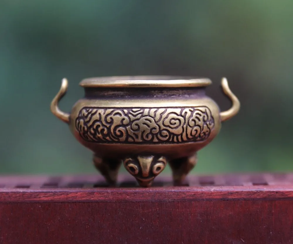 4 см Тибетский буддизм Чистая Бронза Медь Собака Лев курильница | Дом и сад