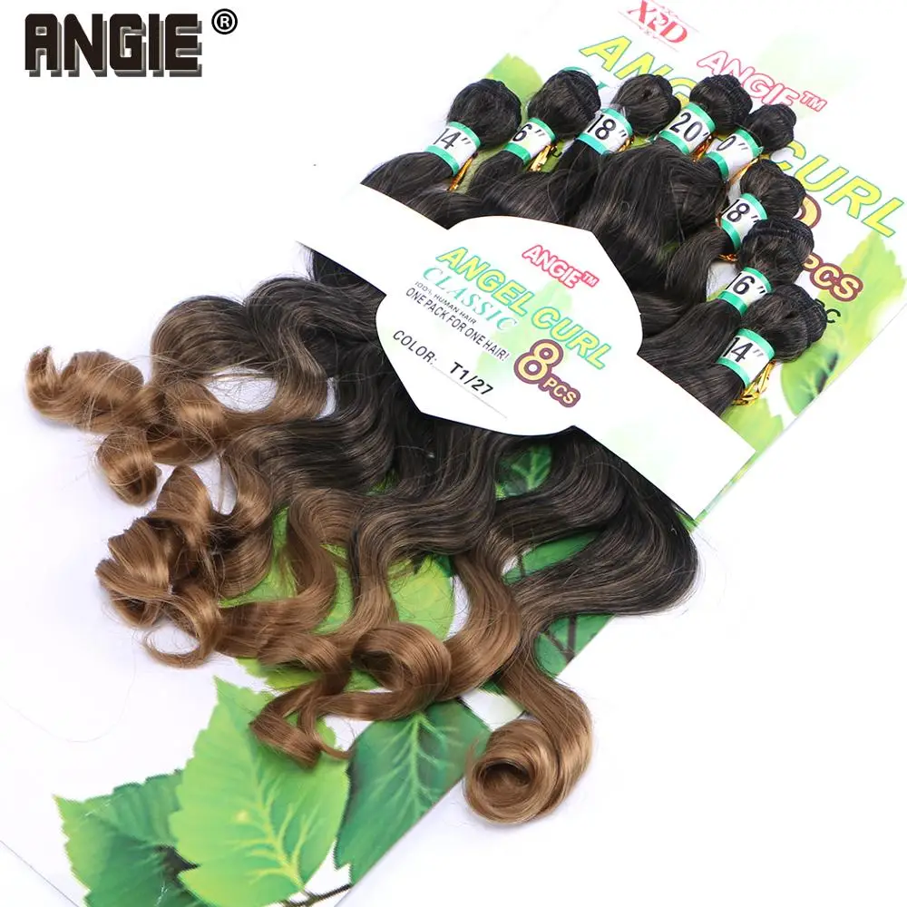 Angie 1" 16" 1" 20" завивка искусственных волос 8 шт./лот кудрявые пучки вьющихся волос, 200 г вьющиеся волосы для женщин