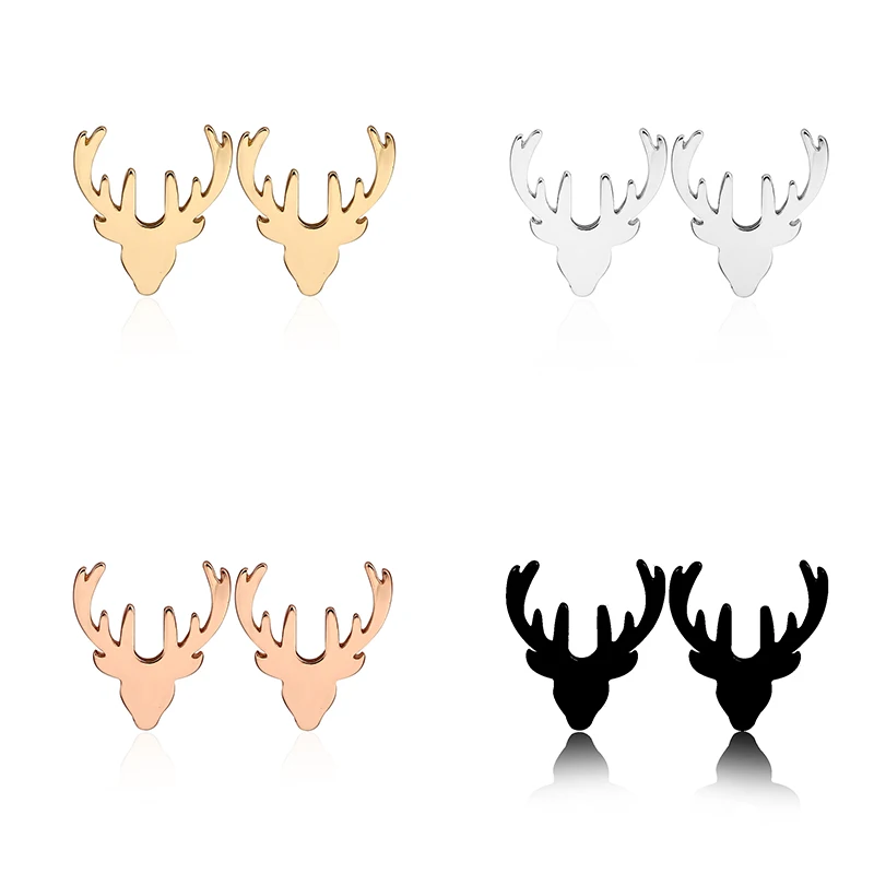 Deer Earrings Yiustar New Arrival Romantic Earings for Girls Kids 304 Stainless Steel Stud Earrings Cute Tiny Love Earrings Jewelry Kids Gifts - Окраска металла: Deer Earrings