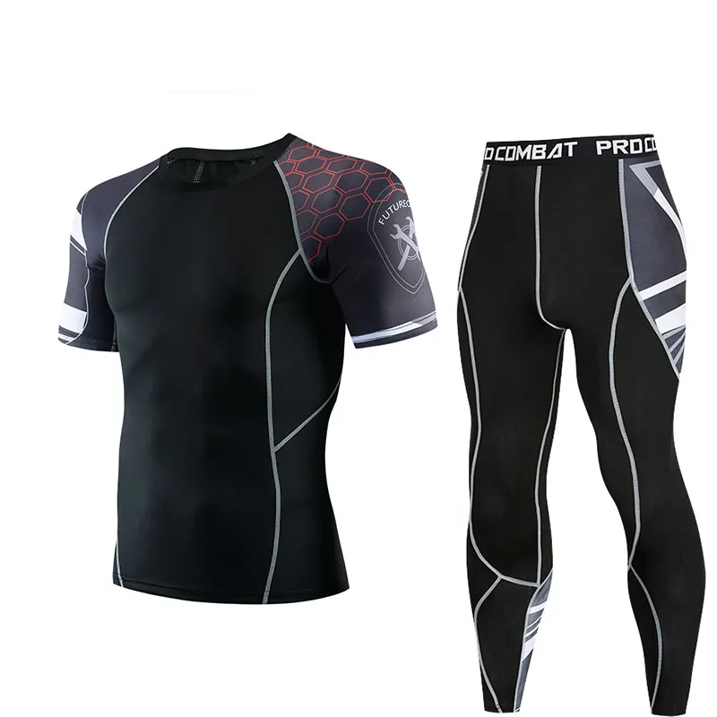 Новый мужской компрессионный костюм колготки базовая Спортивная одежда для