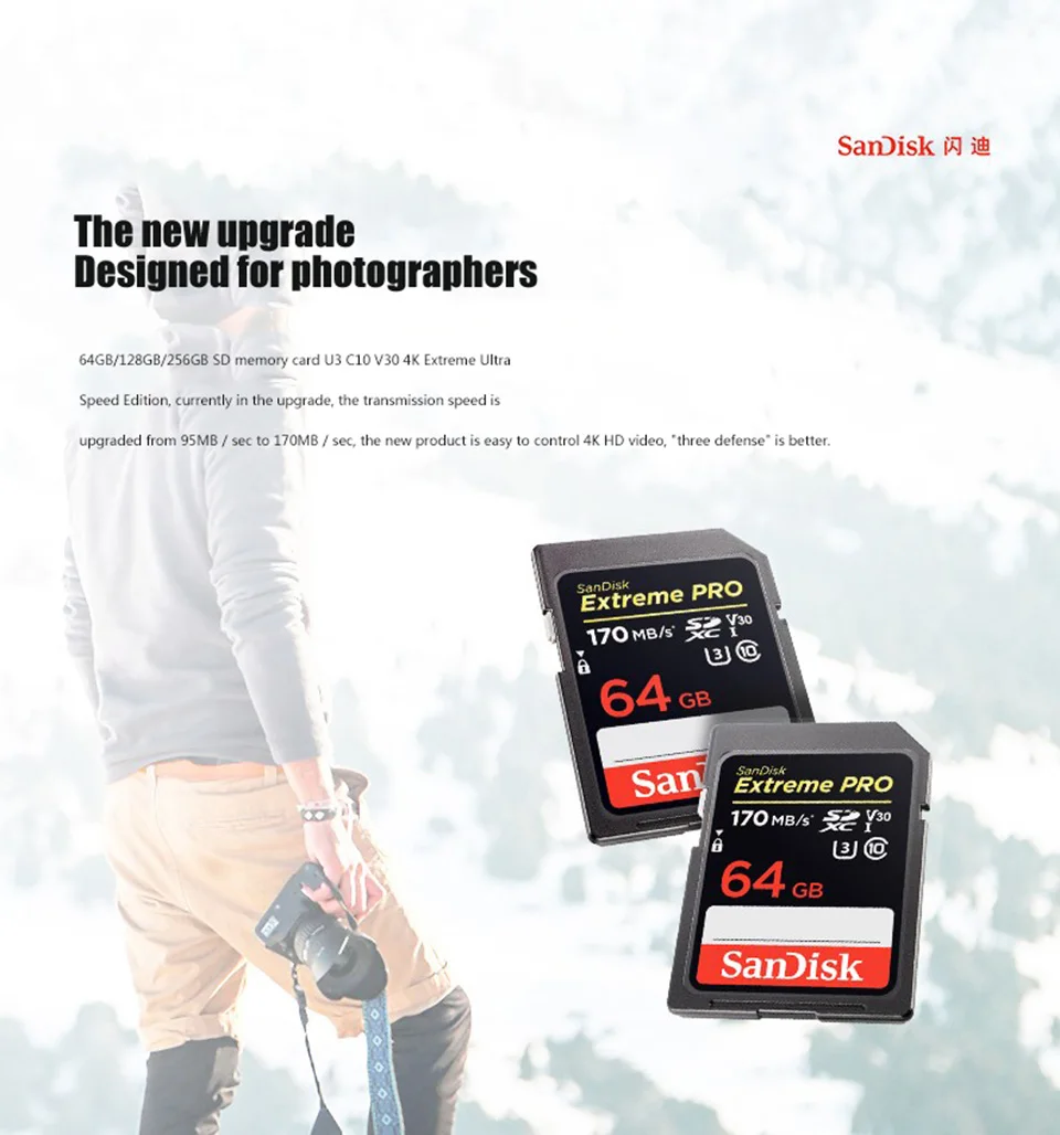 SanDisk 16 ГБ 32 ГБ 64 Гб 128 ГБ Extreme PRO SDHC SDXC UHS-I высокоскоростная карта памяти C10 SD камера класс 10 95 Мб/с