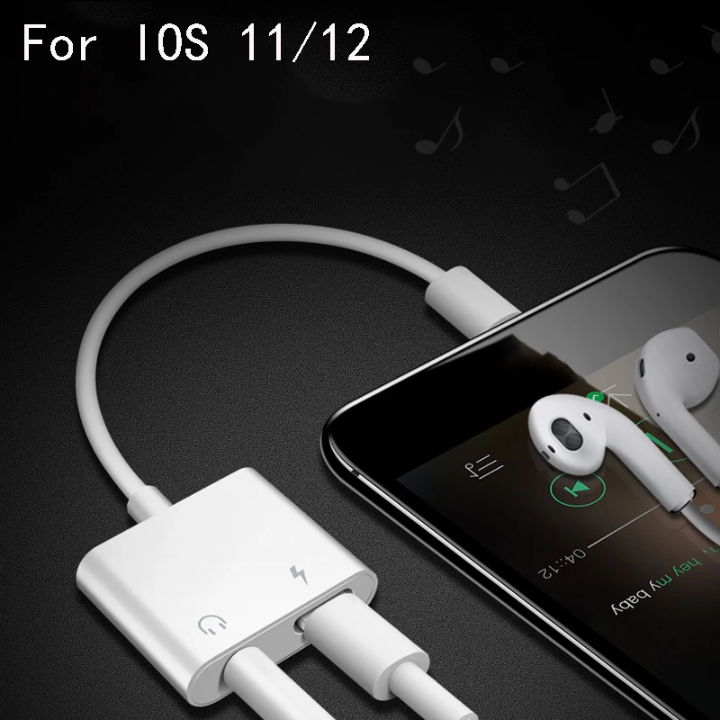 Новый для IOS 11 двойной адаптер Iphone зарядка наушников 7 8 10 X конвертер 2 в 1 Наушники