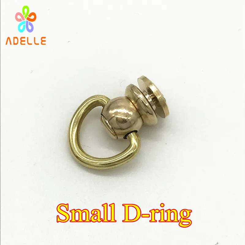 Small D-ring 5 комплектов шариковая стойка с вращающимся d-кольцом Твердый латунный винт/гвоздь заклепки/головная Кнопка шпилька/chicago винт Кожа ремесло - Цвет: Small D-ring