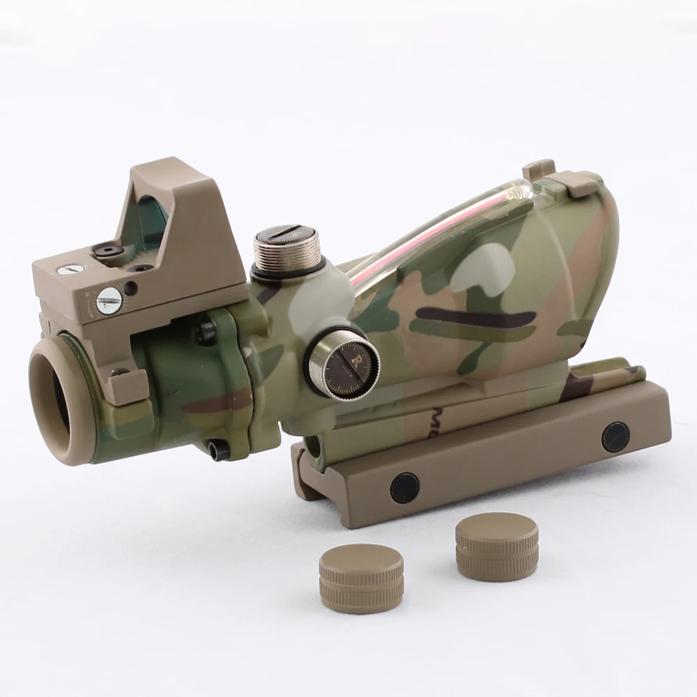 Спина оптика ACOG 4X32 Настоящее красный оптоволоконный прицел подсвеченный красным оптический прицел с РМР микро красная точка