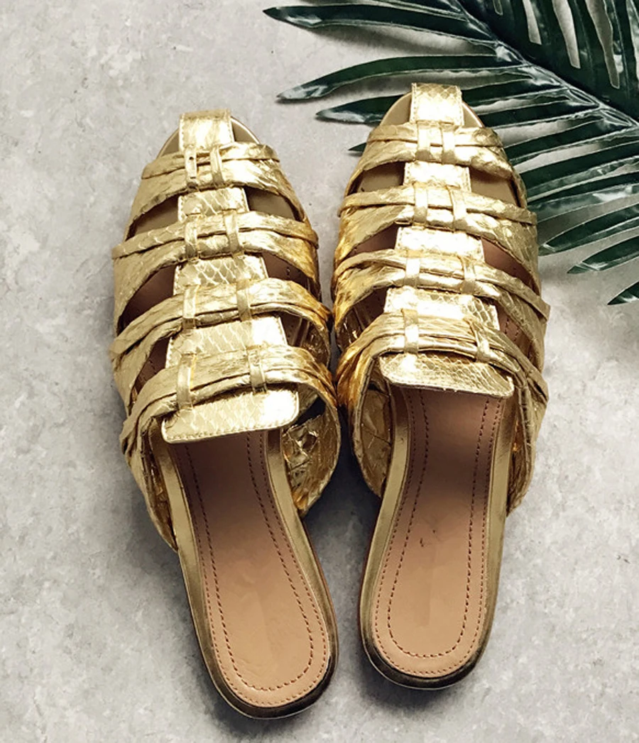 Женские летние шлепанцы из натуральной кожи на плоской подошве|slippers toe|real leather