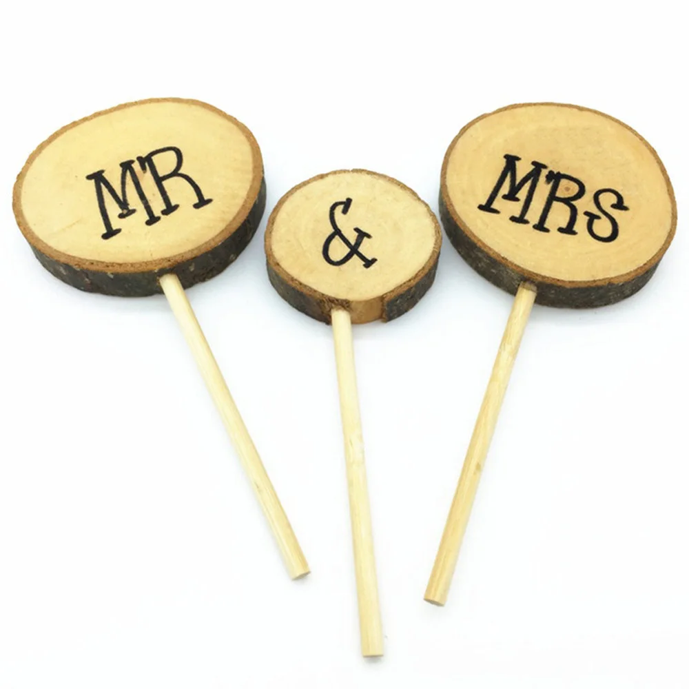Свадебный Топпер MR & Mrs в деревенском стиле для торта обручальный деревянный