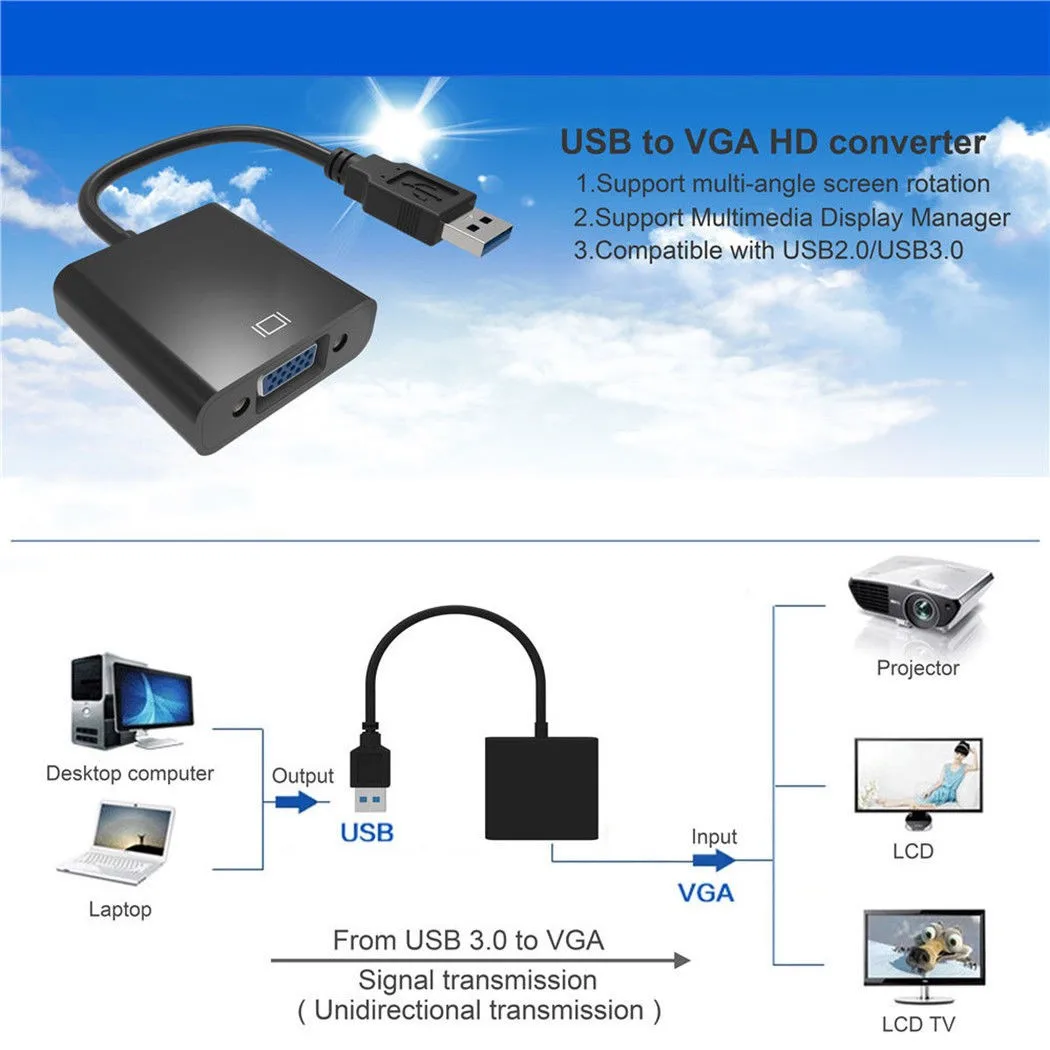 10 шт. Высокое качество USB 3 0 к VGA Мульти-дисплей адаптер конвертер Внешний