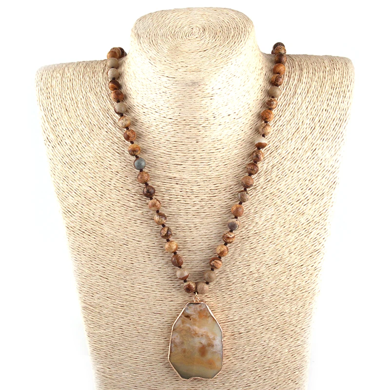 Модные 8 мм натуральные камни с узелком зебры камнем квадратный кулон ожерелье