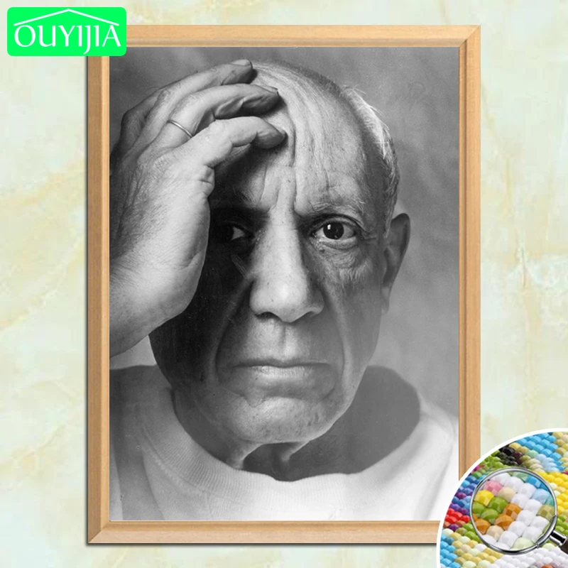 Pablo Picasso Thinking 5D DIY Алмазная картина полностью квадратная вышивка из страз мозаика