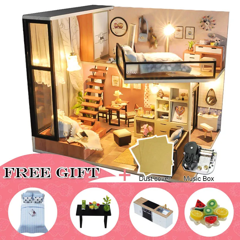 CUTEBEE DIY Кукольный дом деревянные кукольные домики миниатюрный кукольный домик мебель набор игрушек для детей Рождественский подарок TD32 - Цвет: TD16-C