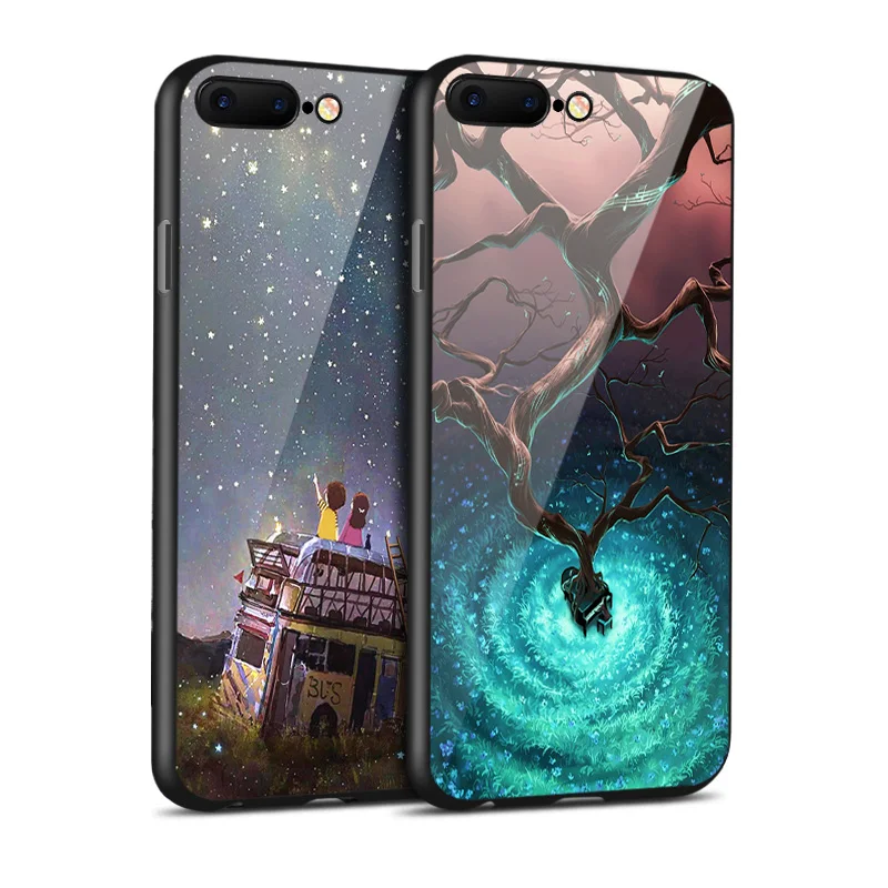 IIOZO, чехол для телефона из закаленного стекла s, для iphone 7, 8 plus, чехол с естественным видом, твердая стеклянная задняя крышка для iphone 6, 6S Plus, 7plus