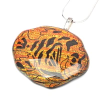 olingart colorful gold foil royal orange jewelry pendant limited edition big heart lampwork glass pendant for necklace new 2018