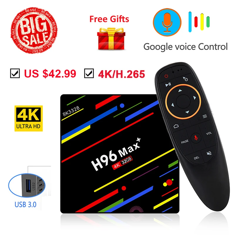 Android 8 1 Smart tv BOX H96 Max RK3328 4 ГБ 32 2 ГГц Wifi 4K 3D Поддержка Google Play Store голосовой помощник