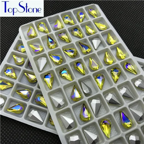 6x10mm 144pcs Цитрин AB Цвет Стекло Хрустальные Слезинки указал назад горный хрусталь 6x10,8x13,10x14,13x18,18x25,20X30,30x40 мм падение платье кристаллы - Цвет: 6x10mm 144pcs