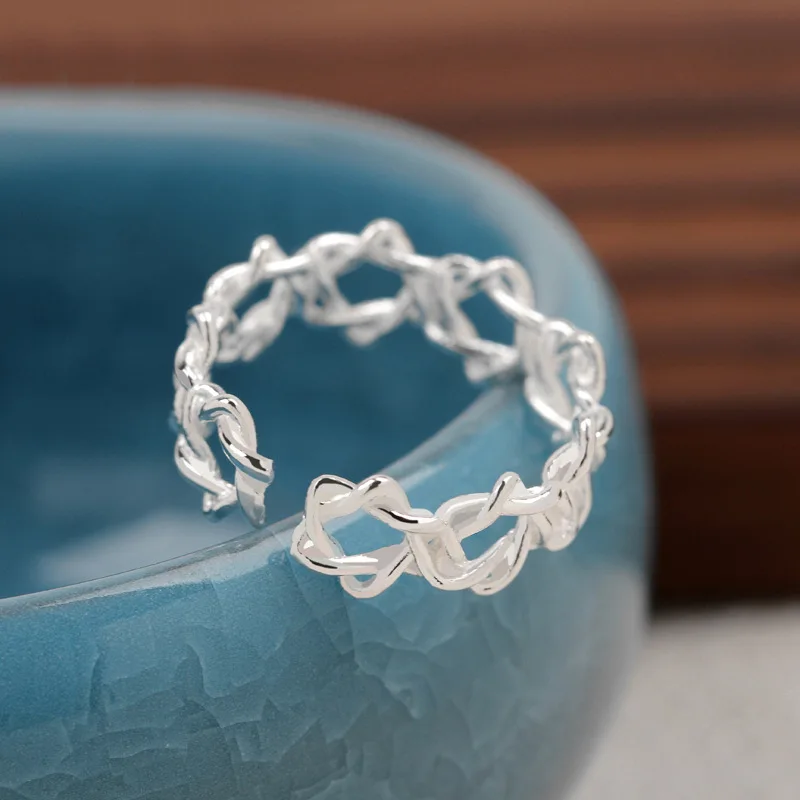 Серебряные кольца S.VEX для женщин, ювелирные изделия, милый дизайн со звездочками, модное открытое кольцо Anillos Mujer, подарки, ювелирные изделия.