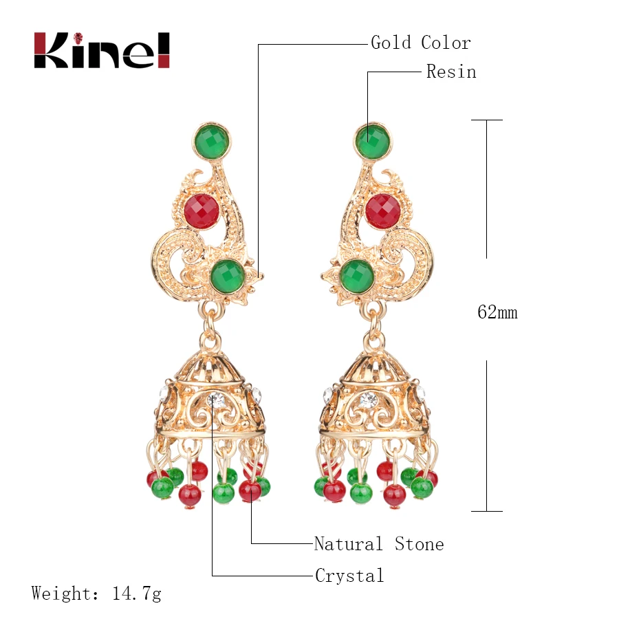 Винтажные серьги-подвески Kinel из натурального камня и смолы модные турецкие