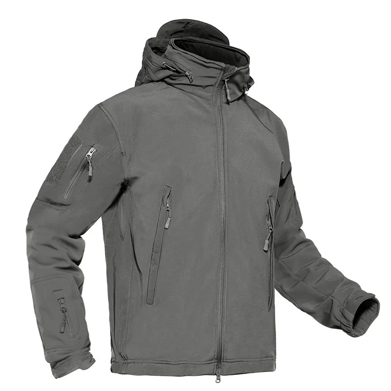 Gray WOLFONROAD мужские тактические военные куртки софтшелл походная куртка пальто спортивная одежда водонепроницаемая ветрозащитная зимняя куртка - Цвет: Gray
