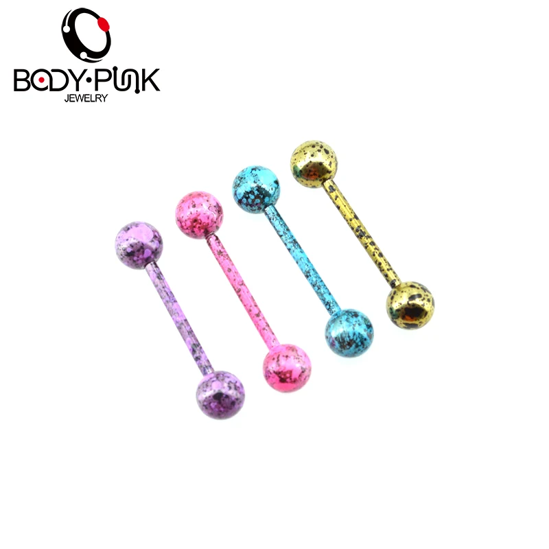 BODY PUNK Tongue Ring 316L Stainless Steel Barbell Tongue Piercing Fashion Jewelry Body Piercing Jewelry for Women Men 4pcs