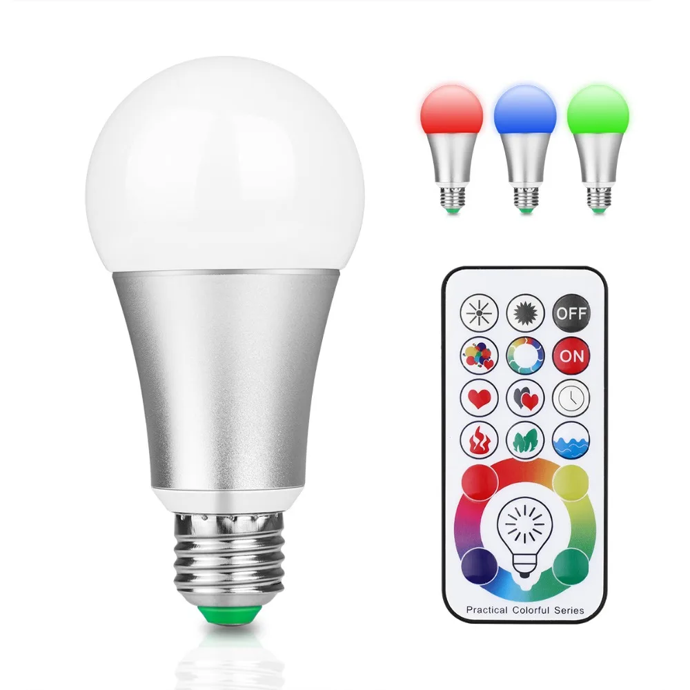 LemonBest E27 RGBW светодиодный светильник 10 Вт 85-265 в 110 В 220 В RGB светодиодный светильник 120 цветов Пульт дистанционного управления DIY/синхронизация/контроллер и память