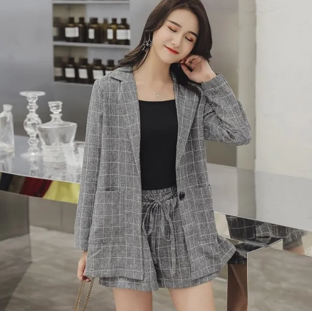 Весенне осенний Женский комплект из двух предметов повседневный блейзер +