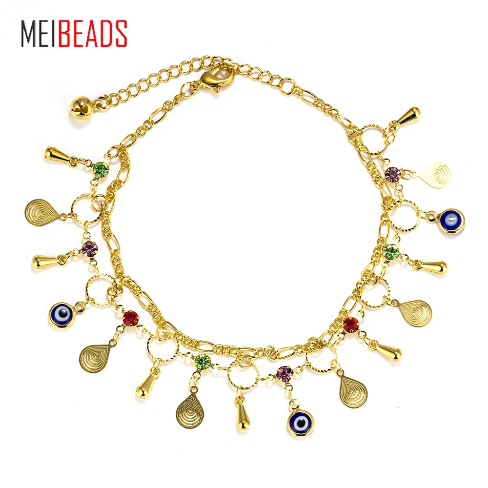 Женские богемные сандалии MEIBEADS 1 шт. Шарм-браслет золотистого цвета на цепочке с