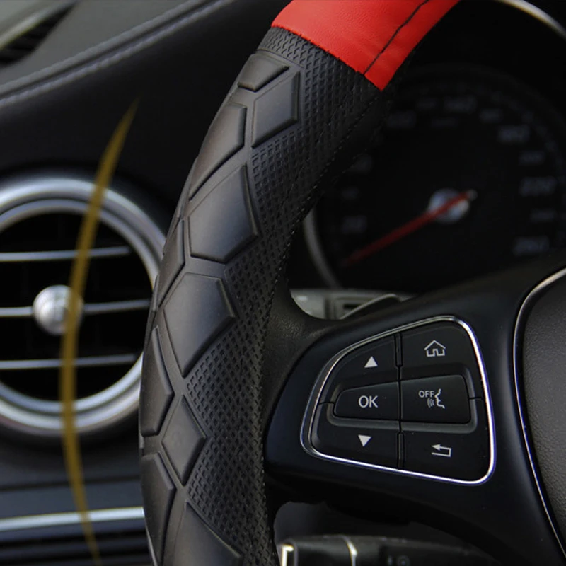 Нескользящий чехол рулевого колеса автомобиля из искусственной кожи 5 цветов 38