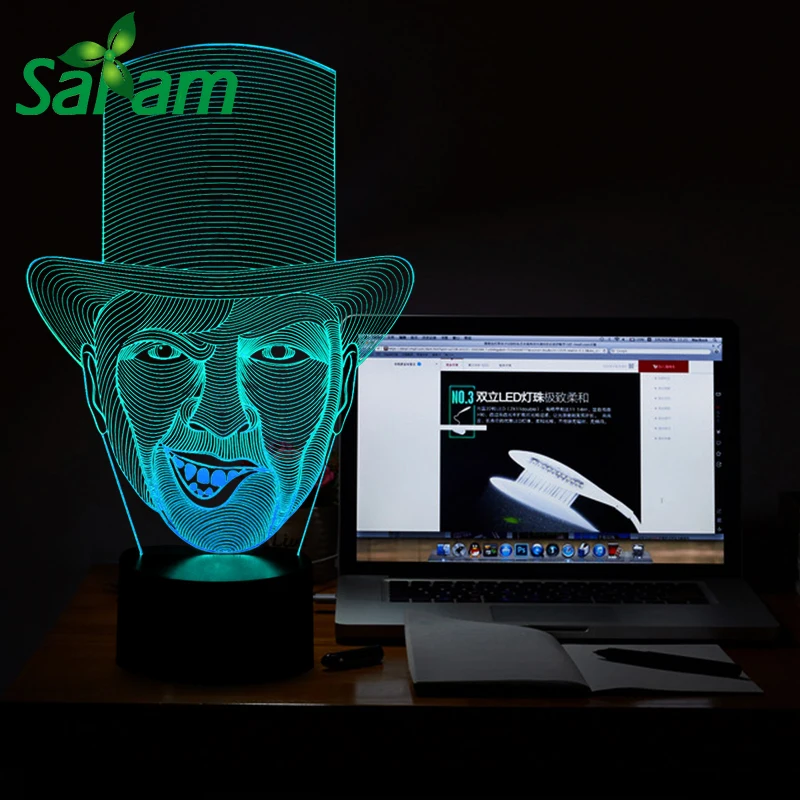 Бедный человек 7 цветов изменить 3D Ночные светильники Акриловые свет украшения