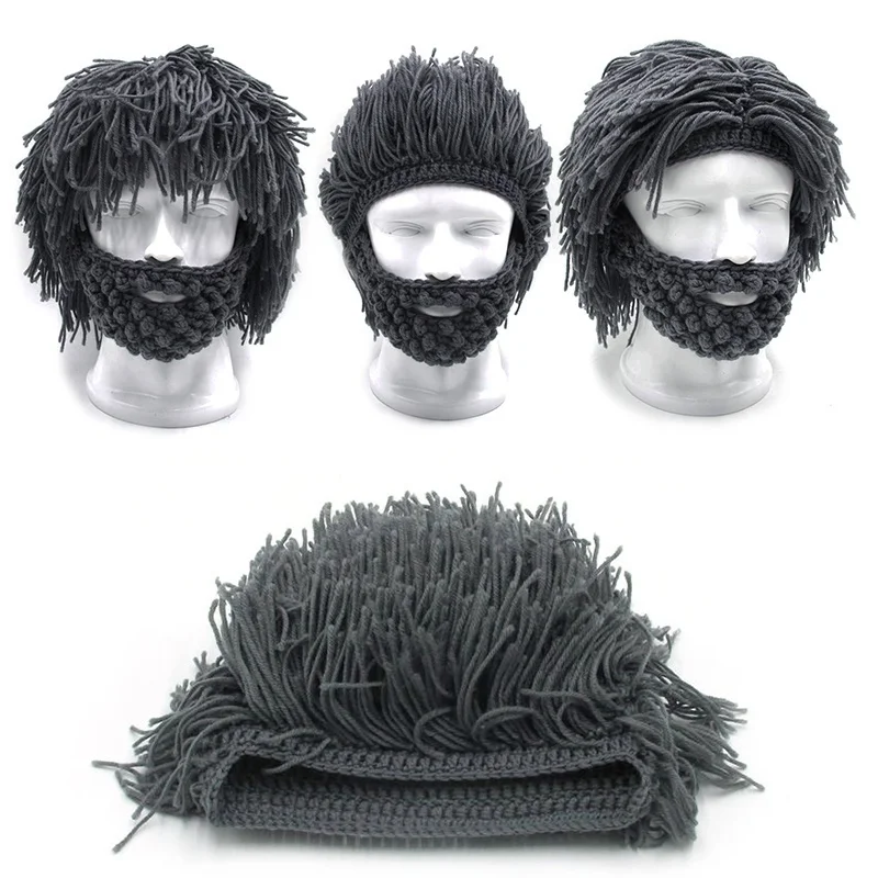 Вязаная мужская зимняя вязаная крючком шляпа с усами Борода лицо кисточка маска для велосипеда Лыжная теплая шапка