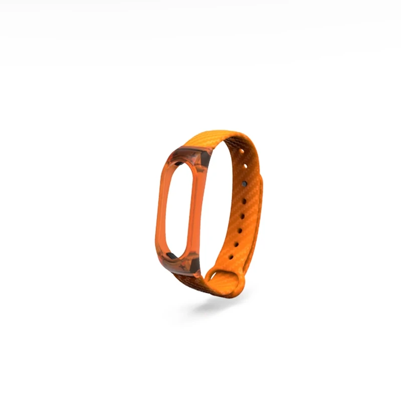 Ollivan силиконовый Кристальный ремешок из углеродного волокна для Xiaomi mi Band 2, умный Браслет, умный Браслет, расширенный ремешок для Xiao mi band 2 - Цвет: orange