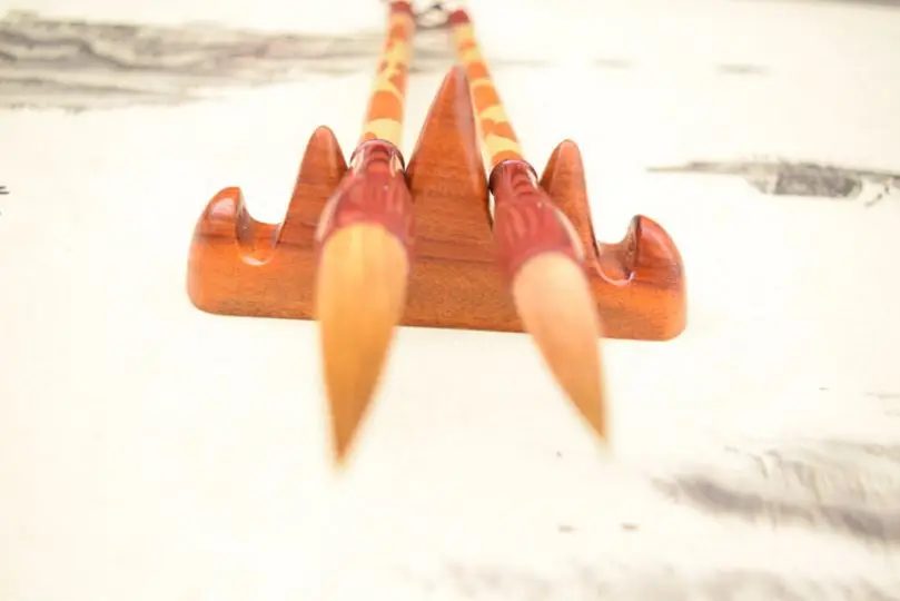 Traditional Chinese Wooden Paint Brush Pen Holder Stand Basic Style | Канцтовары для офиса и дома