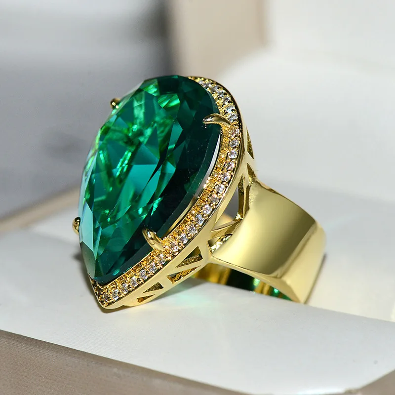 Женское Винтажное кольцо с подвеской в форме капли воды AAAA роскошное обручальное