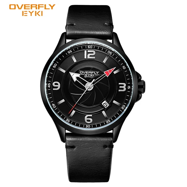 black watch Бренд EYKI, мужские военные спортивные часы, часы с календарем, мужские часы из кожи ПУ, светящиеся наручные часы с указателем, часы, Relogio Masculino Box - Цвет: black watch