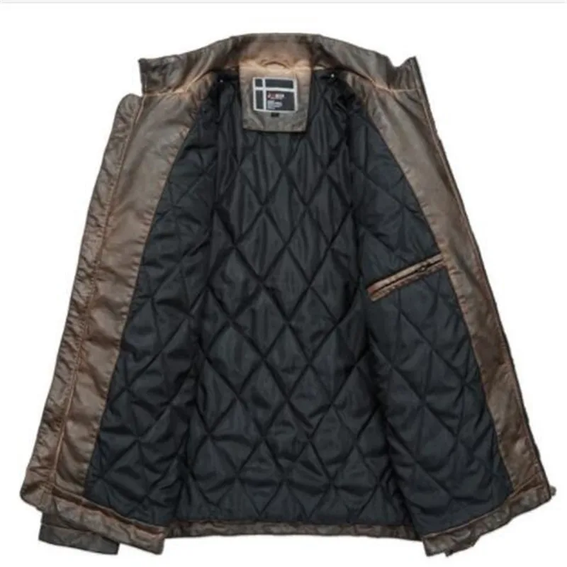 Куртка мужская из натуральной кожи мотоциклетная винтажная приталенная теплая