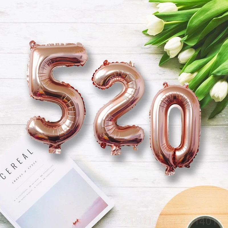 90cm 40 Inch Gold Silver Rose Digital Balloon Birthday Wedding Anniversary Christmas Decoration Event Party 7q | Дом и сад
