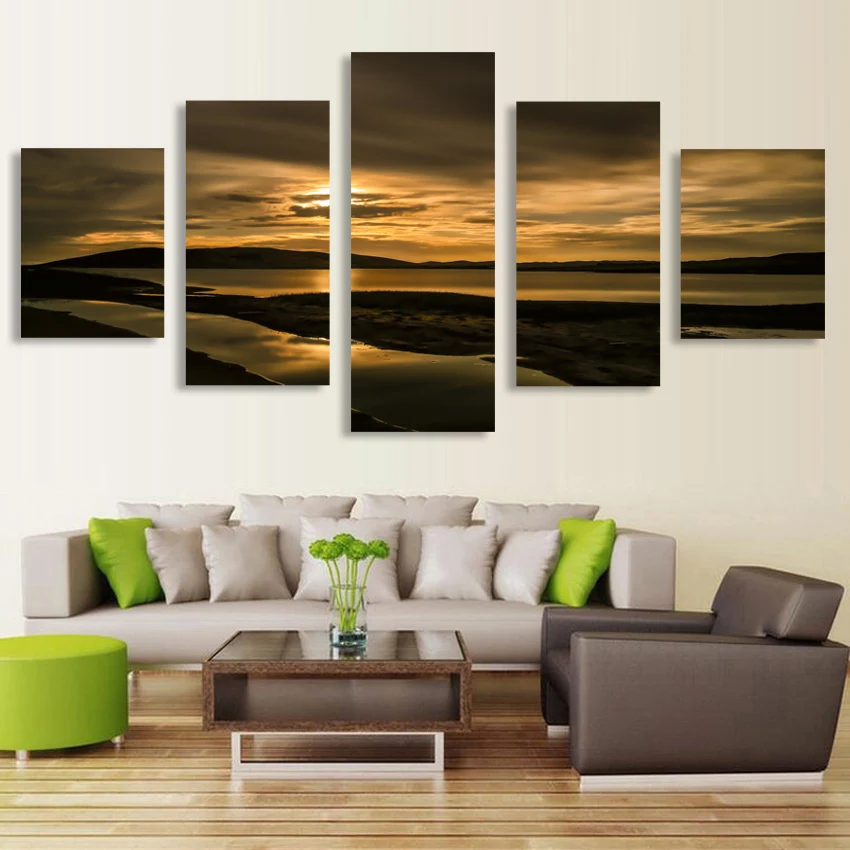 5pcs Canvas HD Painting Decoration Landscape Oil On Wall Art Home Decor Pictures for Living Room | Дом и сад