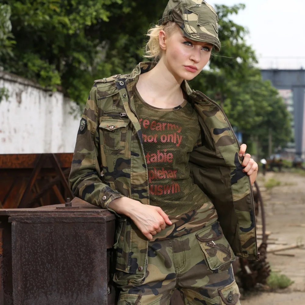

New Fashion Military Camouflage Womens Jacket Coat Autumn Stand Collar Jackets And Coats Zipper Slim Brand Jacket Women Gs-8253B
