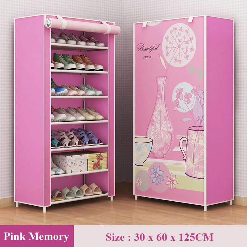 Pink Memory Нетканый Тканевый шкаф для хранения обуви минималистичный современный простой монтаж Гостиная обувь Органайзер мебель пылезащитный шкаф для обуви - Цвет: Pink Memory