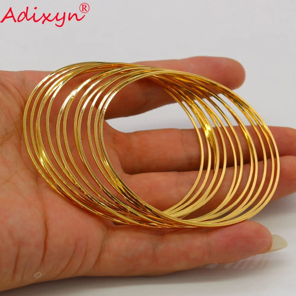 Adixyn всего 12 шт Дубай прекрасный браслет для женщин/девушек золотого цвета