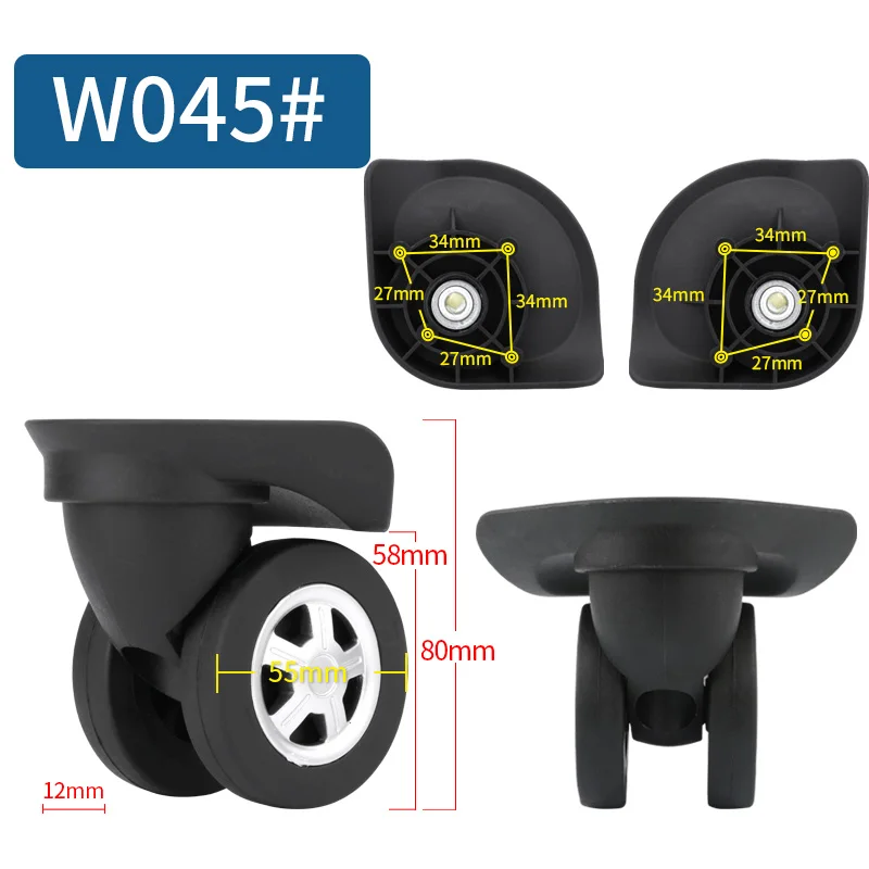 W045(2 Wheels)Black 14-30 дюймов Чехол для костюма на колесиках, универсальные аксессуары для багажа, чехол для костюма на колесиках, запчасти, высокое качество, чехол на колесиках, ролики - Цвет: W045(2 Wheels)Black