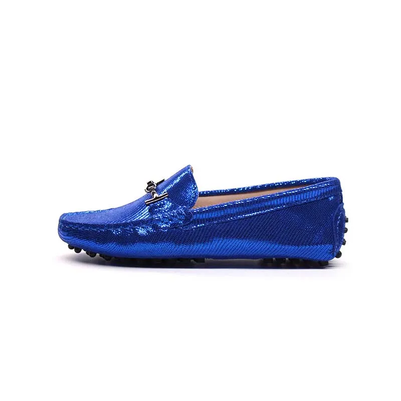 BLUE GRWG/Новинка года; женская обувь из натуральной кожи; мокасины; Лоферы для мам; мягкая обувь для отдыха на плоской подошве; женская повседневная обувь для вождения; 7 цветов - Цвет: BLUE