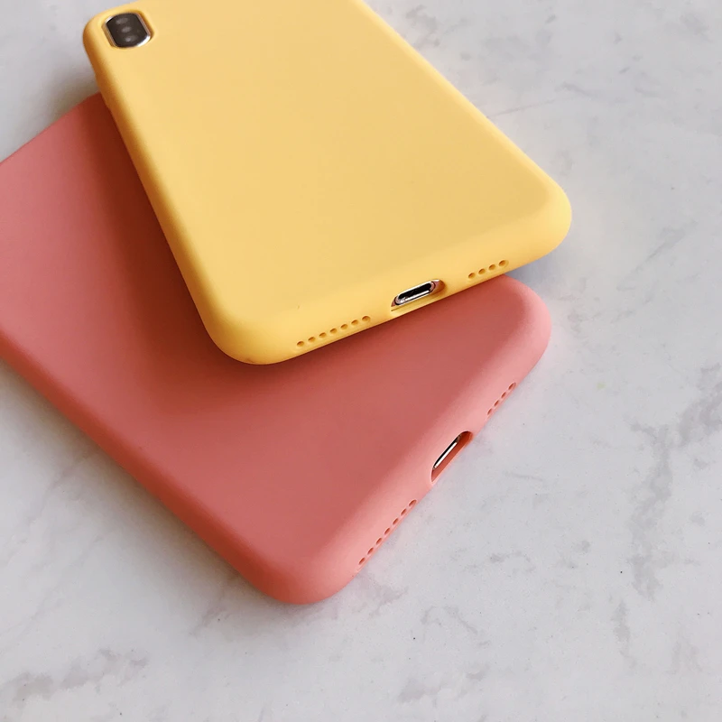 Простой сплошной цвет силиконовый чехол для пар для iphone XR X XS Max 6 6S 7 8 Plus милый карамельный цвет мягкий свежий Модный чехол для телефона s