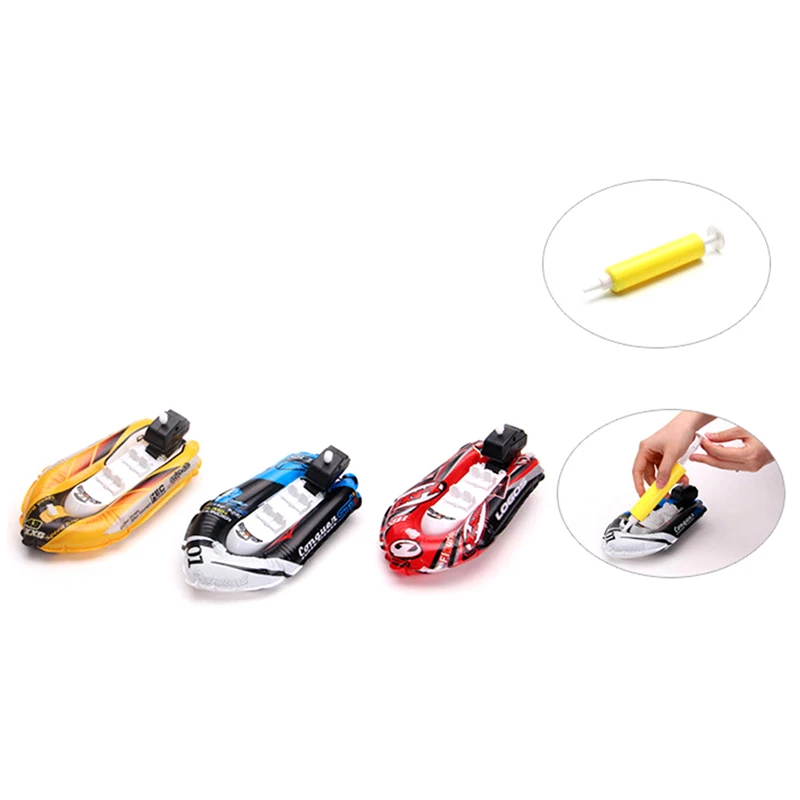 

3 pcs/1Set Inflatable Boat Baby Toy Kid Clockwork Wind Up Inflatable Boat Ship Play Water Bathroom Bath Toy