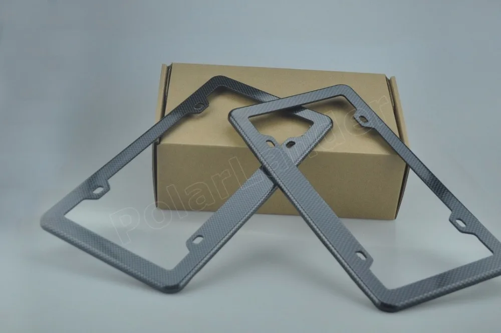 Лидер продаж 2 шт. рамка для номерного знака черное углеродное волокно с принтом