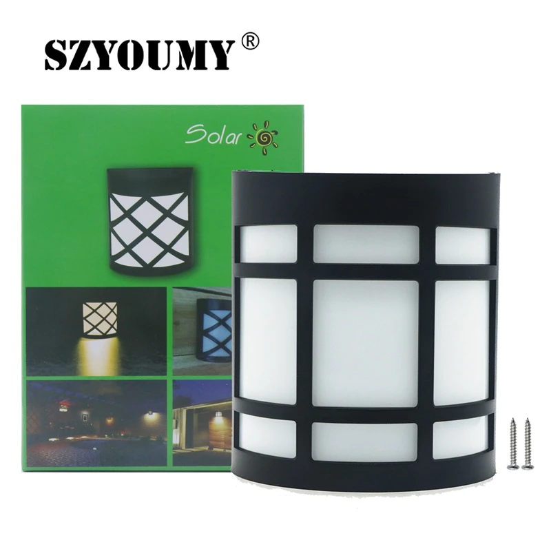 

SZYOUMY LED RGB Solar Lamp Waterproof Outdoor Lawn Gardens Fences Courtyard Decoration Lighting Solar Powered Wall lamp IP55