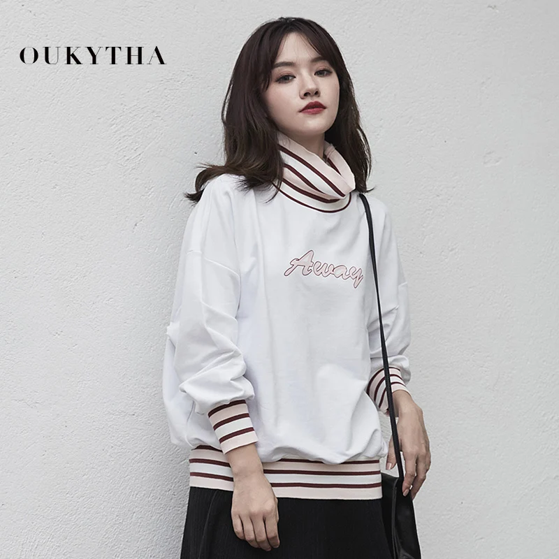 Толстовка Женская с высоким воротником свободная повседневная Водолазка