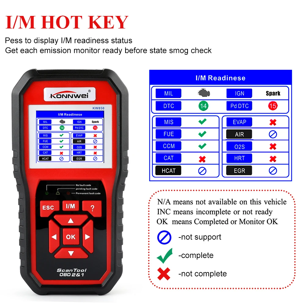 KONNWEI KW850 OBD2 автомобиля Диагностика авто читателя Кода инструмент читает жить
