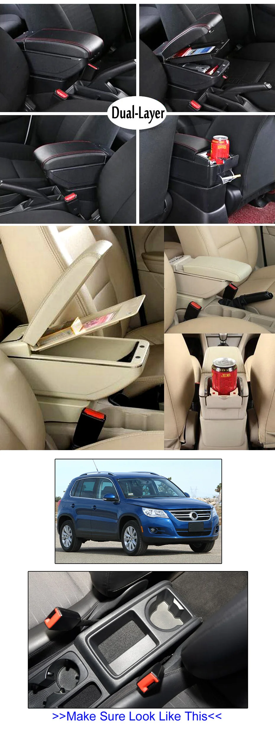 Для VW Tiguan I 2007- подлокотник под руку для отдыха кожа центр центральной консоли ящик для хранения 2008 2009 2010 2011 2012 2013