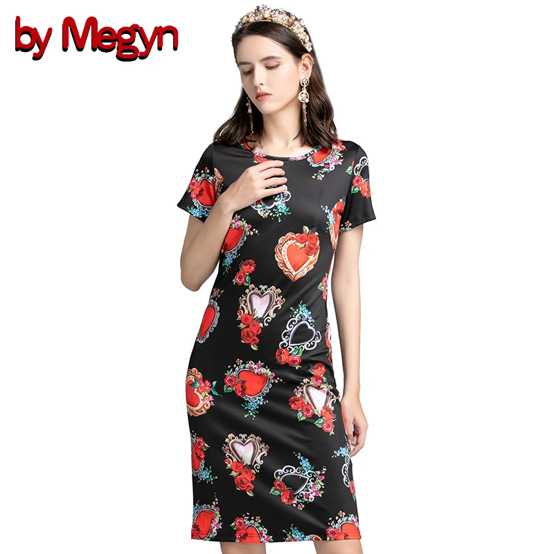 Женское облегающее платье с цветочным принтом от Megyn черное эластичное вечернее