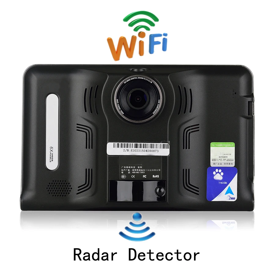 Видеорегистратор Udricare 7 дюймов GPS Android навигация 16G радар детектор Wi Fi Интернет FM