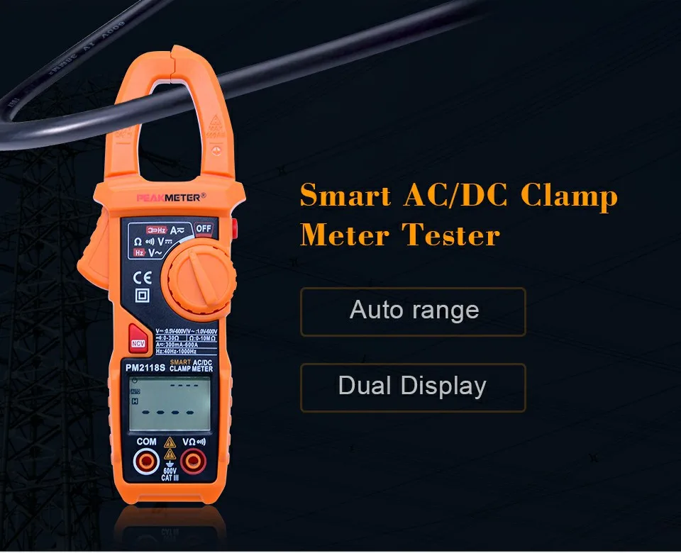 PEAKMETER PM2118S клещи Портативный Смарт мультиметр AC DC Вольт-амперные характеристики измерение электропроводности тестер с НТС